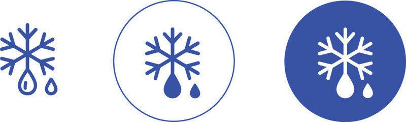 Blue snowflake with melting drops cold