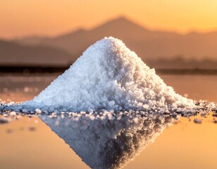Minimal Still Life of Sea Salt with Warm Golden Tones