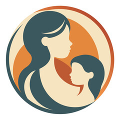 Stylized Abstract Silhouette of a Mother and Baby Embracing Representing Love Care and Family Values