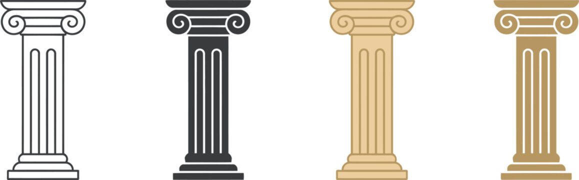 Four Ionic Columns in Black Beige and Gold architecture