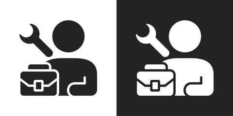 customer service Icon In Black And White Glyph Style