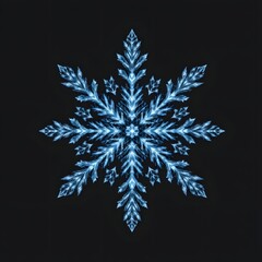Intricate Blue Frosted Snowflake Pattern on a Dark Background Representing Winter Elegance