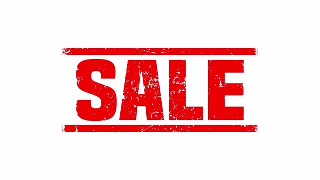 Stamp Sale Rough Ink Rectangle Stamp Effect animated with alpha channel transparent background video 4K