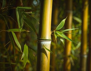 Realistic Bamboo Stem Surface Highlighting Organic Fiber