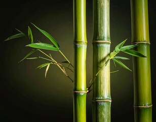 Bamboo Stem with Visible Fiber Detail in Painterly Light