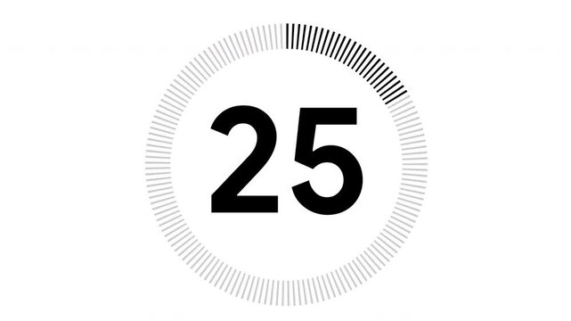 30 second countdown with circle animation, 30 to 0 animation countdown. 4K video