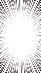 16:9サイズ縦型の背景素材：モノクロのシンプルな集中線のベクターイラスト