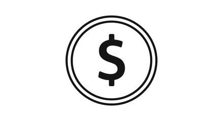 Obraz premium A simple graphic depiction of a single united states dollar coin in a circular frame silhouette