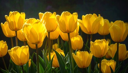 Radiant Yellow Tulips in Full Bloom - A Springtime Delight.