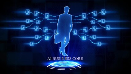 AI business core concept with businessman silhouette and digital network artificial intelligence - Powered by Adobe
