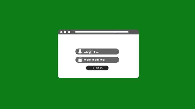 Secure login interface on modern computer screen with green background
