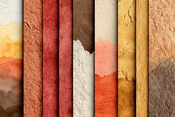 Warm watercolor texture set with stacked color strips and subtle grunge effects
