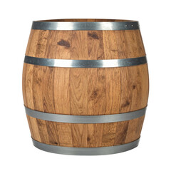 Obraz premium Wooden grunge old oak barrel isolated on white background