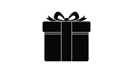 A simple black gift box with a decorative bow displayed as a striking silhouette