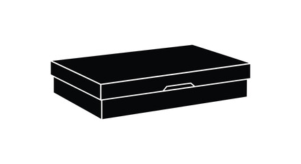A simple black rectangular box is presented in a stark minimalist design silhouette