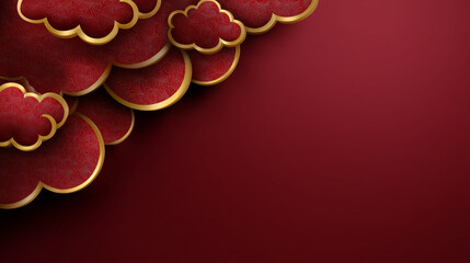 Elegant Red Cloud Patterns with Gold Accents on Dark Background Ideal for Festive Celebrations, Asian Themes, and Luxurious Designs