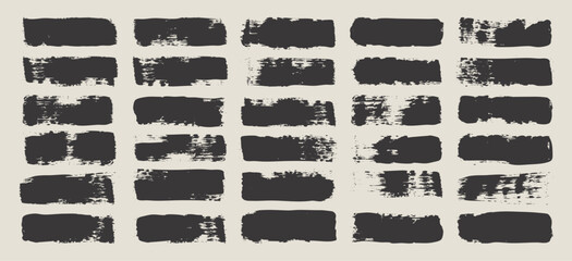 Grunge brush strokes, lines, ink smudges, hand-drawn scribble shapes. Handmade sketchy marks, acrylic stains, charcoal streaks. Paint textures, dry brush effect. Marker underline. Vector illustration