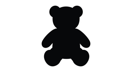 A simple black silhouette of a classic teddy bear sitting in a charming pose silhouette