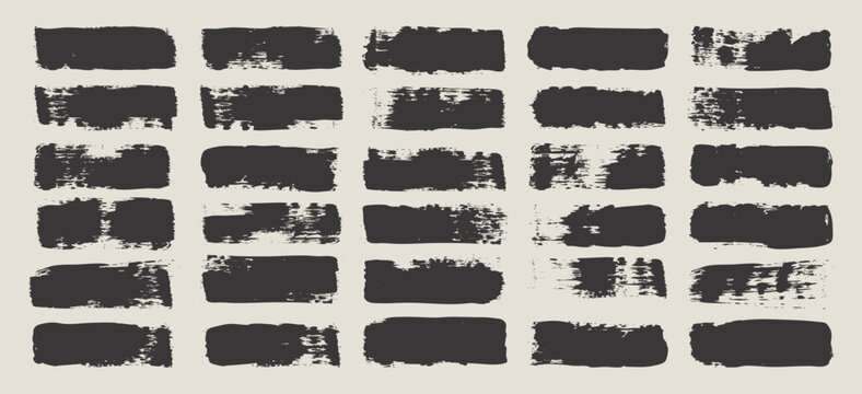 Grunge brush strokes, lines, ink smudges, hand-drawn scribble shapes. Handmade sketchy marks, acrylic stains, charcoal streaks. Paint textures, dry brush effect. Marker underline. Vector illustration