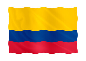 Fototapeta premium Digital composite. Flag of Colombia waving with a fabric overlay. Colombian