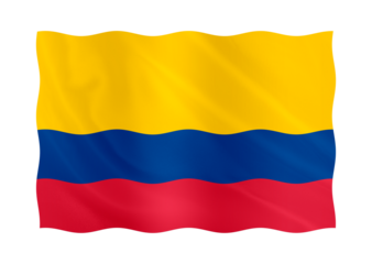 Digital composite. ..Flag of Colombia waving with a fabric overlay. ..Colombian..PNG file