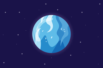 Planet uranus with star background. Moon star Sun planet Concept. Colored flat vector illustration isolated © Sell Vector