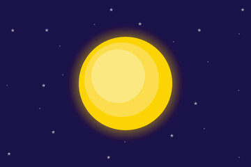 The sun shines with a backdrop of stars. Moon star Sun planet Concept. Colored flat vector illustration isolated © Sell Vector