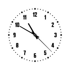 Mechanical clock face with arabic numerals, bezel. Watch dial with minute, hour marks and numbers. Timer or stopwatch element. Blank measuring circle scale with divisions. Vector illustration