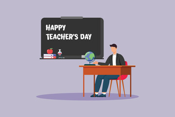  Teacher day Concept. Colored flat vector illustration isolated