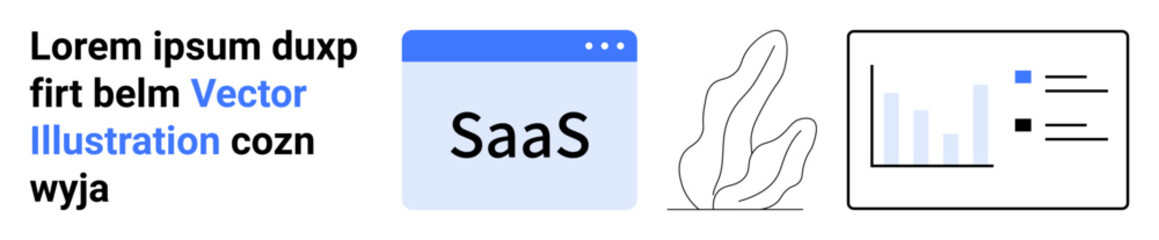 Business strategy, SaaS platforms, data visualization, productivity tools, cloud solutions, abstract graphics. Minimalist design SaaS text and charts. Business strategy and SaaS platforms theme