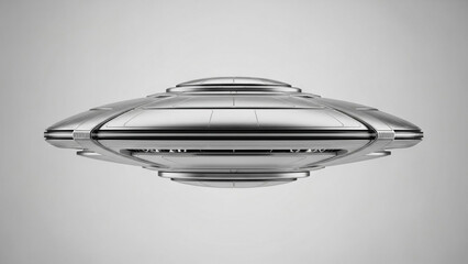 Sleek metallic flying saucer, a mysterious advanced spacecraft, hovers silently, embodying the enigma of unexplored extraterrestrial technology and potential cosmic encounters