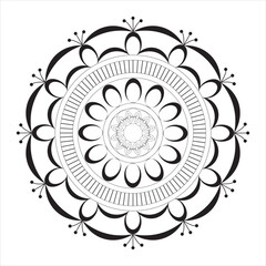 Isolated black mandala in vector round pattern.