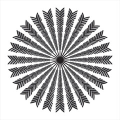Abstract radial geometric pattern with chevron spiral design.