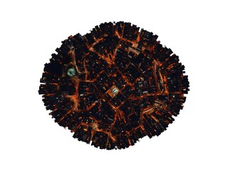 Aerial view of a dense urban area at night