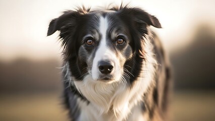 Border Collie dog looking straight ahead.