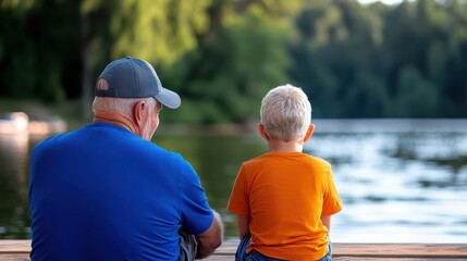 Enjoying quality time fishing together on a serene pier