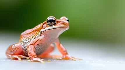 Portrait of Madagascar tomato frog showcasing vibrant colors and details