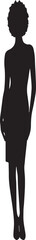Silhouette of a Woman Standing with Curly Hair and a Dress Keywords: silhouette, woman, female, standing, full body