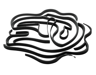 Abstract gray curvy strips forming a complex, layered intertwined shape