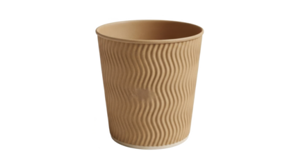 Brown paper cup with wavy pattern isolated on transparent background