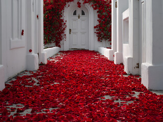 Pathway of red roses