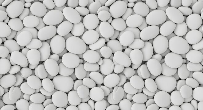 seamless texture background of many smooth white pebbles or stones arranged closely together forming natural surface for spa meditation and zen garden decoration - Powered by Adobe