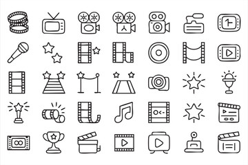 Film and Video Production Icons for Streaming Interfaces