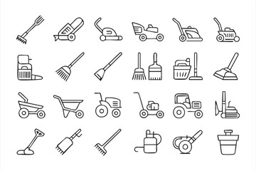 Yard Maintenance Tool Icons for Outdoor Service Apps
