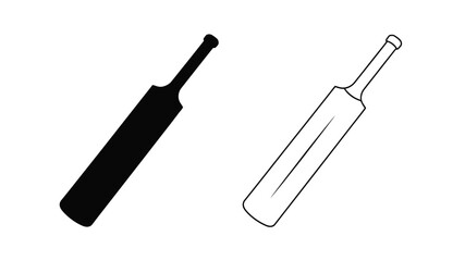 Cricket equipment illustration featuring a bat ball and their striking silhouette © MD
