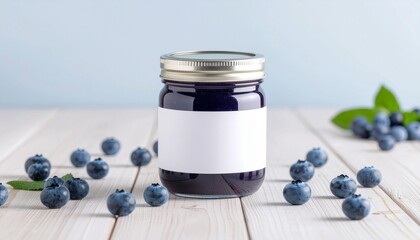 Blueberry Jam Jar Mockup with Blank Label