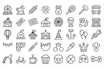 Amusement Park Icons for Entertainment App Interfaces
