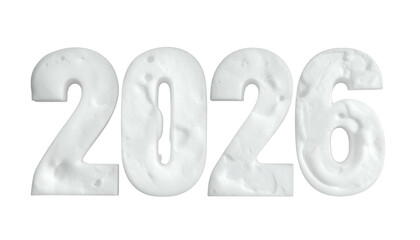 White, textured digits 2026 stand out against a black background