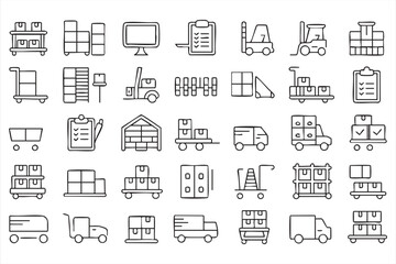 Fototapeta premium Shipping and Delivery Icons for Transport and Inventory Operations
