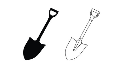 Two shovels one in black and one in white shown as a silhouette © MD